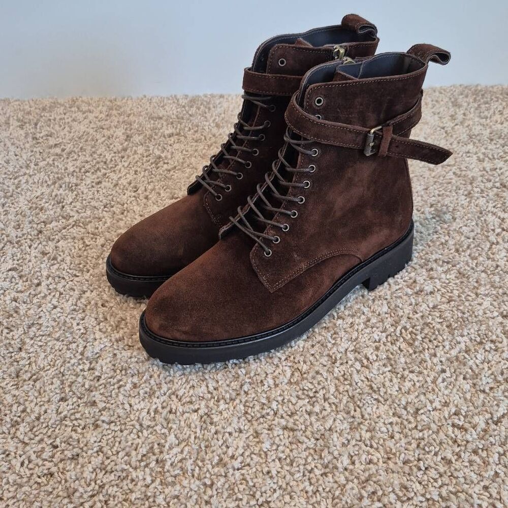 Belstaff Ladies Finlay Brown Suede Leather Ankle Boots Size 7.5